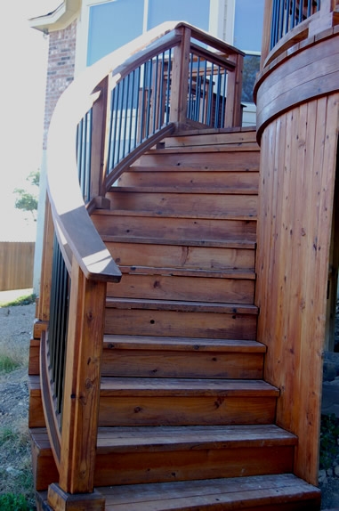 Elegant staircase to Redwood deck